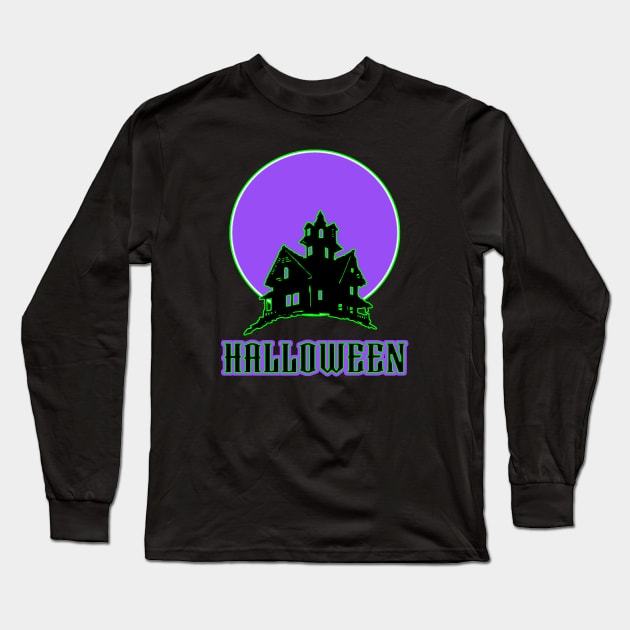 Haunted House Graphic Long Sleeve T-Shirt by LupiJr